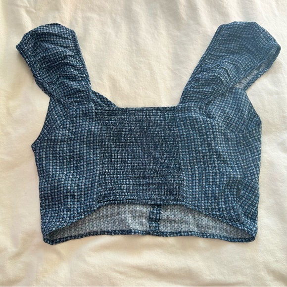FULL TILT Tillys Button Front Womens Blue and Black Plaid Small Crop Top - Picture 6 of 9
